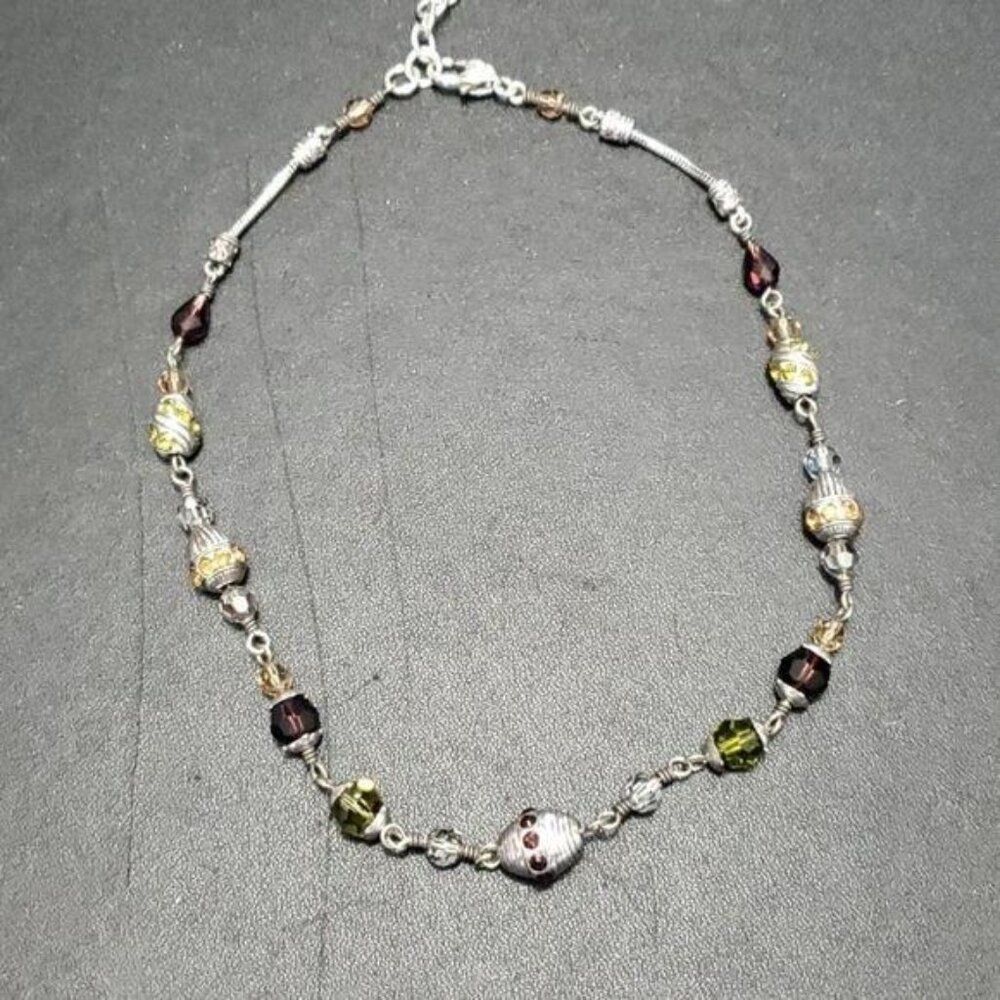 Brighton silver plated beaded necklace 15-18"